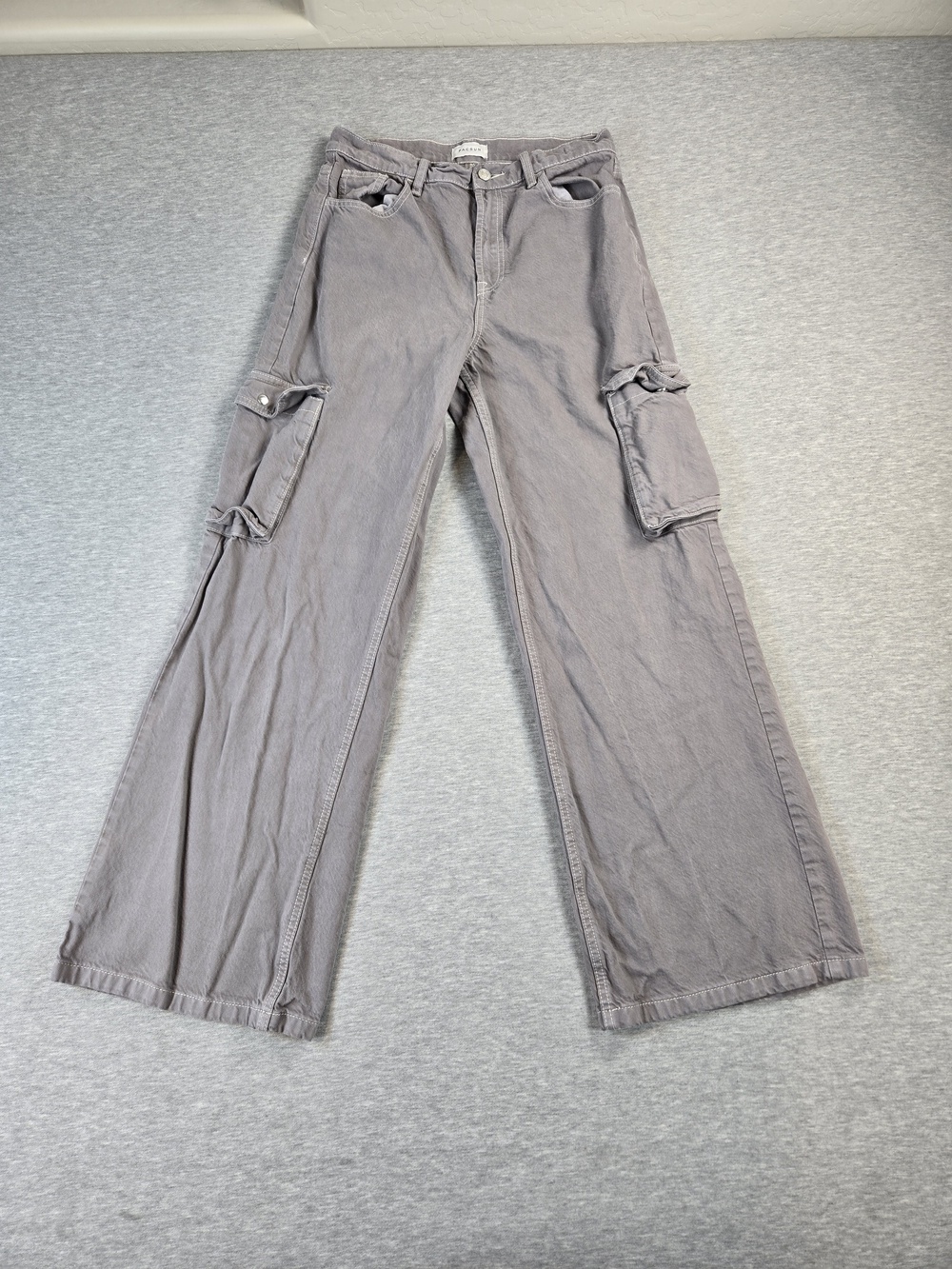 Pacsun Pants Womens 28 Gray Wide Leg Utility Cargo Y2k Grunge Streetwear Pockets